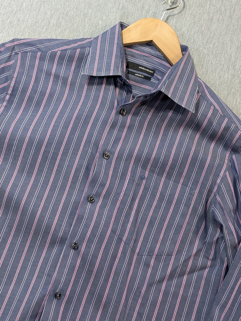 Seidensticker Splendesto Striped Dress Shirt Men's 39-15.5 Large Purple
